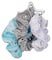 iscream Silky Soft Fleece and Velour Set of 3 Scrunchies - Sky Blue, Cloud Grey and Starry White