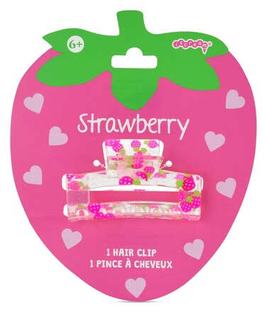 iscream 3" Sweet Strawberry Claw Hair Clip - Clear with Glitter