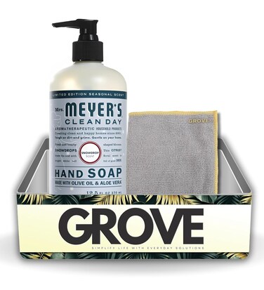 Clean Day Organic Snowdrop Scent Liquid Hand Soap 12.5 oz Bundle with Microfiber Cloth - Gentle Hand Soap with Essential Oils &amp; Aloe Vera - (2 Items)