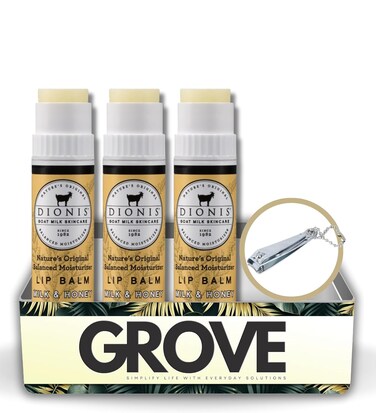 Goat Milk Milk and Honey Scent Lip Balm 0.28 oz Bundle with Nail Clipper - Moisturizing Lip Milk with Shea Butter, Coconut Oil, and Beeswax - Repair Chapped Lips - (4 Items)