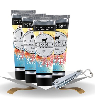 GROVE Goat Milk Water Flowers and Sea Salt Scent Hand Cream 1 oz Bundle with Nail Clipper - Nourishing Goat Milk Hand Cream for Hydrated Skin - Revitalizing Goat Milk Cream for Soft Skin - (5 Items)