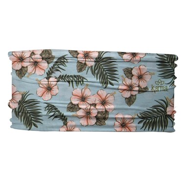 Karma Hibiscus Headband for Women - Thin - Fabric Headband and Stretchy Hair Scarf - Light Blue