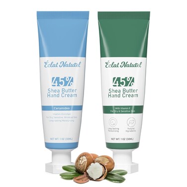 Shea Butter Hand Cream, Hand Lotion with 45% Shea Butter, Vitamin E and Ceramide Moisturizer for Dry Hands, Mini Hand Lotion Travel Size,1 Fl Oz(Pack of 2)