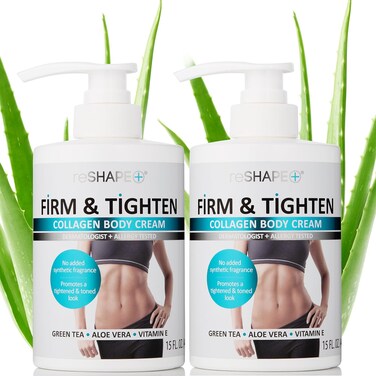 Reshape+ Collagen Cream Moisturizer Body Lotion &amp; Face Cream   Dry Skin Rescue Collagen Lotion   Skin Tightening Cream   Skin Firming + Tightening Lotion   Body Skin Care Products, 15 Fl Oz (2-Pack)