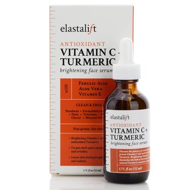 Elastalift Concentrated Vitamin C + Turmeric Oil Anti Aging Facial Serum Skin Care Booster - Promote Clear &amp; Brighten Skin Tone - Hydrate Dry Skin, Fight Redness, Restore Skin Strength - 1.75 Fl Oz