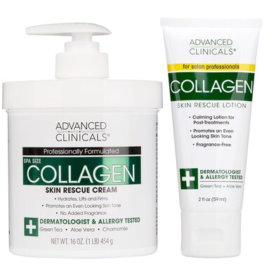 Advanced Clinicals Collagen Body Butter Moisturizer Lotion &amp; Face Cream   Dry Skin Rescue Collagen Lotion   Skin Tightening Cream &amp; Firming Lotion   Body Skin Care Products, 16Oz + 2Oz Travel Size