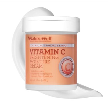 NATURE WELL Clinical Vitamin C Brightening Moisture Cream for Face &amp; Body, Anti-Aging Skincare, Nourishing, Reduces Discoloration, Improves Overall Tone &amp; Texture, Non-Greasy, Version 2.0, 16 Oz