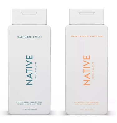 Native Body Wash 2-Pack: Sweet Peach &amp; Nectar + Cashmere &amp; Rain (18 fl oz each)