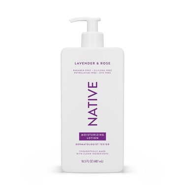 Native Body Lotion Contains Naturally Derived Plant-Based Moisturizers for Women and Men   Restores Dry Skin, Lavender &amp; Rose, 16.5 fl oz