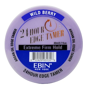EBIN NEW YORK 24 Hour Argan Oil Edge Tamer Refresh (2.7oz/ 80ml, Wild Berry)   Extreme Firm Hold, Smooths &amp; Tames Frizz   No Flaking or Drying   High Shine, Long Lasting, All Hair Types, Styling Gel.