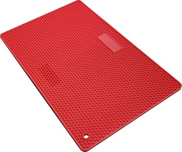 Vincent Heat Resistant Silicone Tool Mat For Styling and Barber Station   For Curling Irons, Flat Irons, Hot Styling Tools (Red)