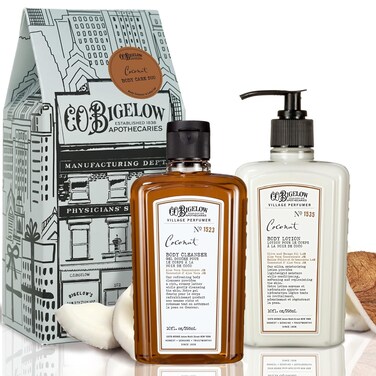 C.O. Bigelow Apothecary Duo, Coconut Body Care Gift Box with Body Soap &amp; Lotion, Gift Set of Two - Moisturizing Lotion &amp; Liquid Body Wash for Dry Skin - 10fl oz Each