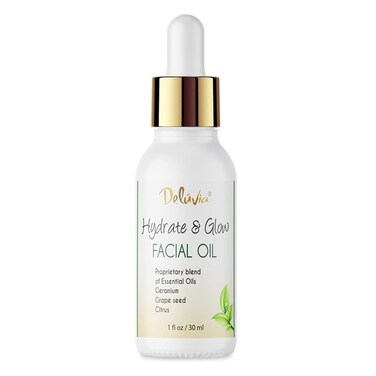 Deluvia Hydrate &amp; Glow Facial Oil, Face Oil for Dry Skin, Sensitive Skin, Grapeseed Oil for Skin, Essential Oils for Face Care, Face Moisturizer, Skin Care by Deluvia