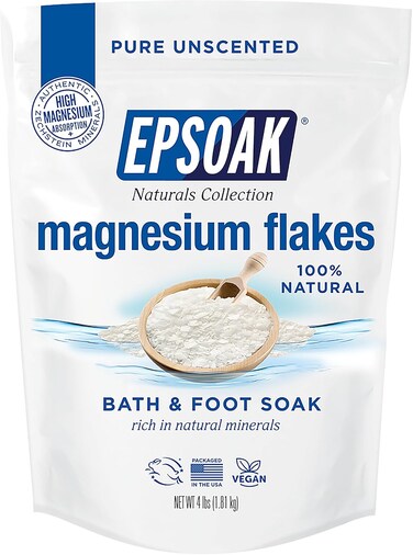 Epsoak Naturals Collection Magnesium Flakes for Foot Spa &amp; Relaxing Bath, 4 lb, 100% Natural &amp; Unscented Zechstein Magnesium Chloride