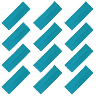 Kenz Laurenz 3" Wide Cotton Headbands Pack Stretch Elastic Yoga Soft and Stretchy Sports Sweatbands Fashion Headband for Teens Women Girls Men (12 pc Headbands, Teal)