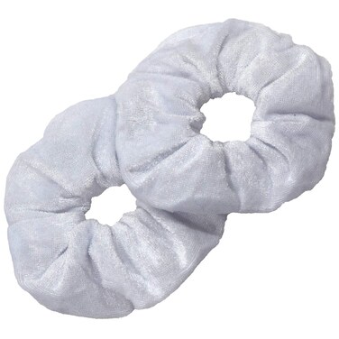 Kenz Laurenz Hair Scrunchies - 2 Velvet Hair Ties for Women Girls Hair Elastics Ponytail Holder Scrunchy Pack (White, Hair Tie)