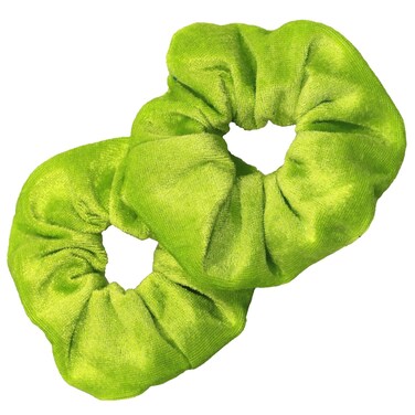 Kenz Laurenz Hair Scrunchies - 2 Velvet Hair Ties for Women Girls, Neon Green