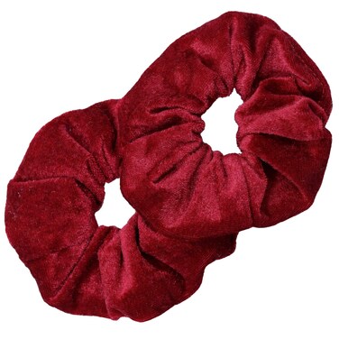 Kenz Laurenz Velvet Scrunchies Pack - 2 Hair Ties for Women, Ponytail Holders, and Hair Accessories (Maroon)