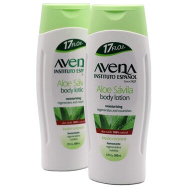Avena Instituto Espa&ntilde;ol Aloe Savila Body Lotion, Moisturizing, Regenerates and Nourishes, 2-pack Of 17 FL Oz each, 2 Bottles.