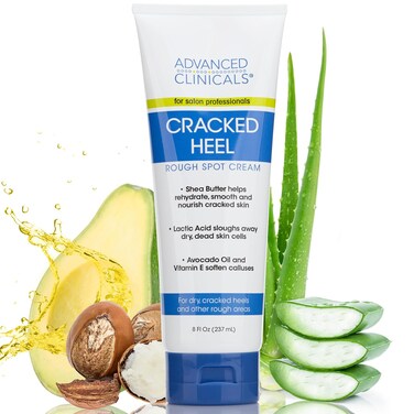 Advanced Clinicals Cracked Heel Foot Cream Skin Care Moisturizer Lotion For Feet W/Shea Butter   Helps Heal Cracked Skin, Rough Spots, Calluses, &amp; Dry Skin   Foot Lotion   Hand Lotion  Large 8 Fl Oz