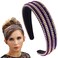 Sparkly Rhinestone Headband Purple Beads Crystal Padded Wide Hairband Glitter Beaded Headpiece for Women