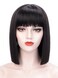 Short Black Wigs for Women Costume 12'' Black Bob Wig with Bangs Cute Natural Soft Hair Wigs for Daily Party AD016BK1