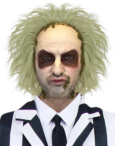 Ruina Wigs for Costume Men with Makeup Set Green Wig for Scary Halloween Costume Men Cute Wavy Short Green Wigs for Halloween Costume Cosplay R057