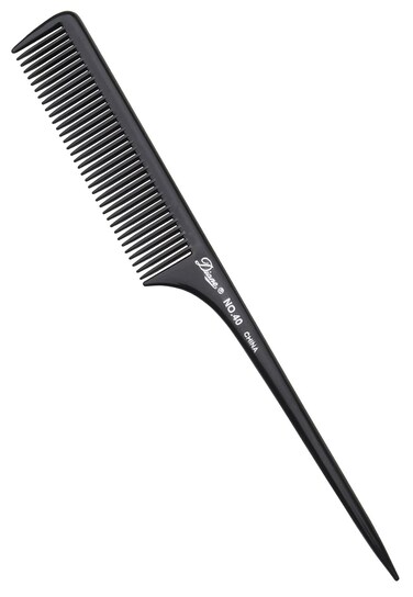 Diane 9 1/4" Thick Rat Tail Comb, Bone/Black