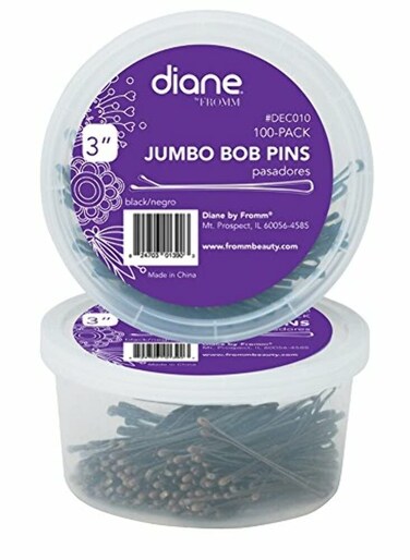 Diane 3&rdquo; Extra Large Black Bobby Pins for Women, Girls, Salon, Hairdressing, Rollers, Long and Thick Hair, Hair Pins with Ball Tips for Securing Updos, Flyaways, 100 Count