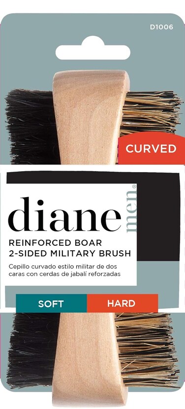 Diane Diane firm reinforced boar and nylon bristle, curved, two-sided, wave mens hair brush, d1006