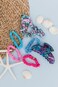Lilly Pulitzer Blue/Pink/Green Women's Hair Tie Scrunchie with Bow Detail, Bringing Mermaid Back
