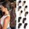 VeryPop Clip in Ponytail 24 Inch Wrap Around Hair Extension Long Wavy Curly Heat Resistant Synthetic Hairpiece for Women - Dark Black 2#