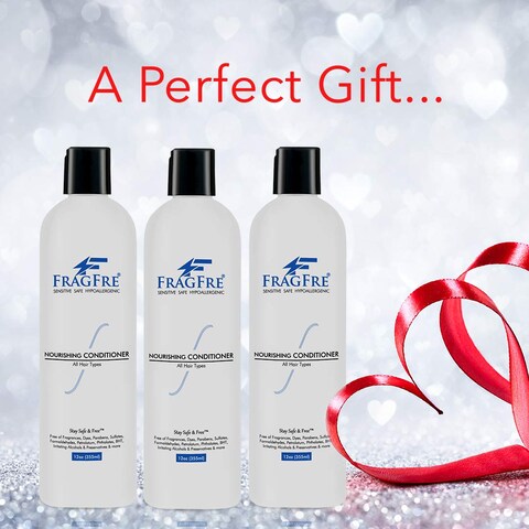 Fragrance Free Conditioner 12 oz (3-Pack Gift Set) - Parabens Free Hypoallergenic - Hair Conditioner for Sensitive Skin - Deep Conditioning for Normal Treated and Fragile Hairs - Vegan GF/CF