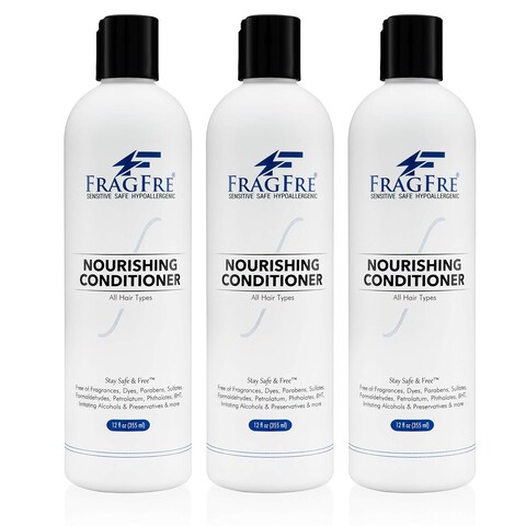 Fragrance Free Conditioner 12 oz (3-Pack Gift Set) - Parabens Free Hypoallergenic - Hair Conditioner for Sensitive Skin - Deep Conditioning for Normal Treated and Fragile Hairs - Vegan GF/CF