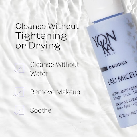 Yon-Ka Eau Micellaire Travel Size (75ml) Micellar Water and Cleansing Makeup Remover, Gentle Face Wash with Rose and Chamomile to Remove Impurities and Hydrate, Paraben-Free
