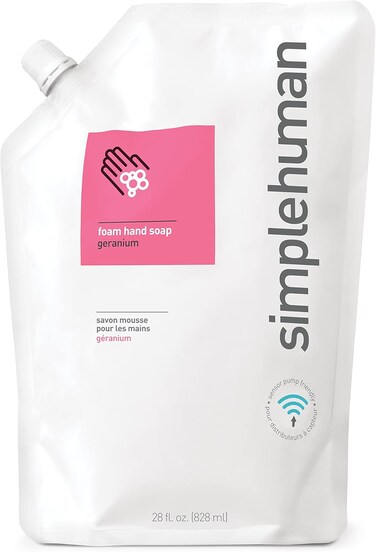 simplehuman Geranium Foam Hand Soap Refill Pouch, 28 Fl Oz.