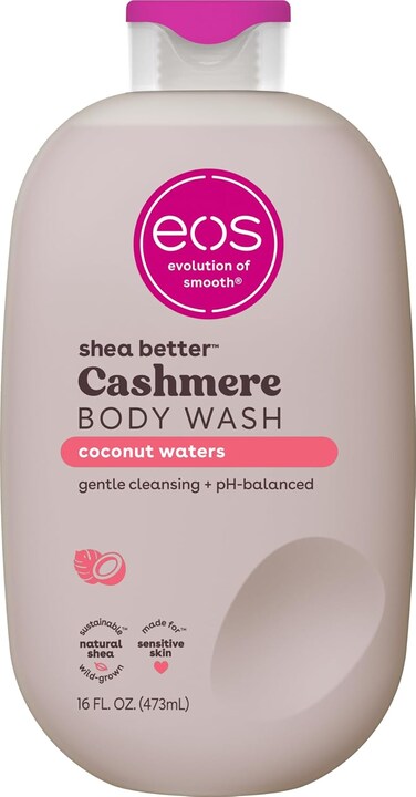 eos Shea Better Cashmere Body Wash, Coconut Waters, Moisturizing and Nourishing, pH Balanced Creamy Gel Formula, Paraben &amp; Phthalate Free, Sensitive Skin,16 fl oz