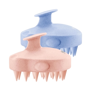HEETA Scalp Massager 2 Pack for Hair Growth, Soft Silicone Bristles to Remove Dandruff and Relieve Itching, Scalp Scrubber for Hair Care Relax Scalp, Shampoo Brush for Wet Dry Hair, New Pink &amp; Blue