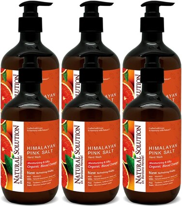 Natural Solution Hand Wash - Moisturizing Blood Orange &amp; Himalayan Pink Salt Liquid Soap - 14 oz (Pack of 6)   Hydrating &amp; Gentle Formula   Ideal for Daily Use packaging may vary