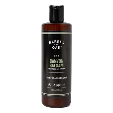Barrel and Oak - 2-in-1 Shampoo &amp; Conditioner, Men's Shampoo &amp; Conditioner Set, Hair Care for Men, Cleanses Hair &amp; Scalp, Natural Moisturizer, Essential Oil-Based Scent, Vegan (Canyon Balsam, 16 oz)