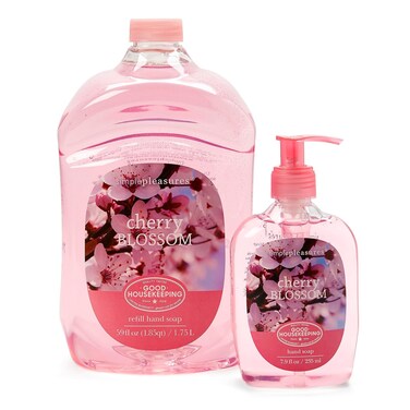 SIMPLE PLEASURES Premium Hand Soap Refills - Cherry Blossom Scent, 7.9 oz Bottle with Jumbo 59 oz Refill - Goodhousekeeping Seal Approved - Multiple Scents Available- Cherry Blossom Soap