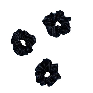 Gimme Beauty - 3 Piece Sleep Scrunchie Pack - Soft Satin Scrunchies for Women &amp; Men - Seamless Plush Band Inside for All Night Comfort - Secure but Gentle Hold - Black - (3 Count)
