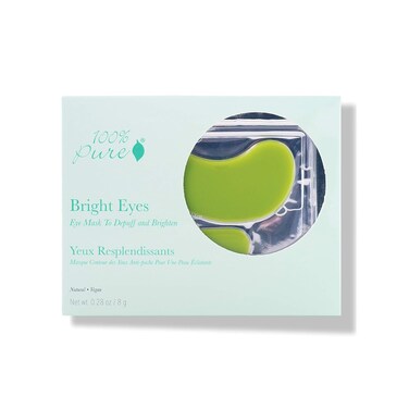 100% PURE Bright Eyes Masks Under Eye Skincare Wrinkle Smoothing Replenishment Diminish Dark Circles, Puffiness - Hydrating &amp; Moisturizing Patches For Tired Eyes &amp; Morning Bags - Vegan - 5 Pack