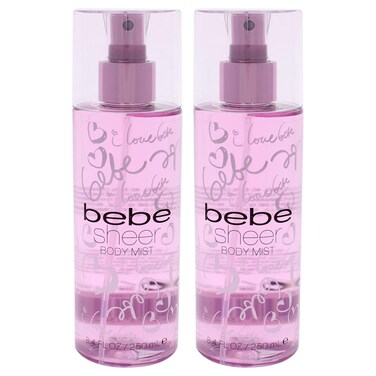 Bebe Sheer Body Mist - Body Spray for Women - Sensual and Flirtatious Women's Fragrance with Citrus Cocktail, Pink Peony, and Sandalwood Notes - 8.4 oz Pack of 2