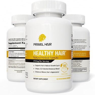 3 PK- 100% Natural Growth Treatment, Reduces Hair Loss, US Patented Formula Proven Effective for Men &amp; Women, 100% Vegan, Non-GMO, 90-Day Supply, 3 Pack