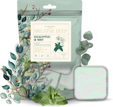 My Beauty Spot Shower Steamers Aromatherapy 6pcs Shower Tablets Aromatherapy, Eucalyptus for Shower - Eucalyptus, Mint, Lavender, Jasmine, Rose and Essential Oils, Shower Aromatherapy Steamers