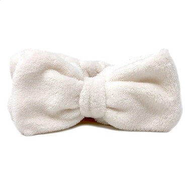 The Creme Shop Natural Teddy Headband - Super Soft, Plush Comfort for Skincare Routines, Cruelty-Free &amp; Vegan, Secure Hold, Ideal for Home or Spa Use &ndash; White