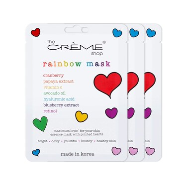 The Cr&egrave;me Shop   Korean Skincare Rainbow Face Sheet Mask for Bright, Dewy, Youthful, Bouncy, Healthy Skin - 3 Pack
