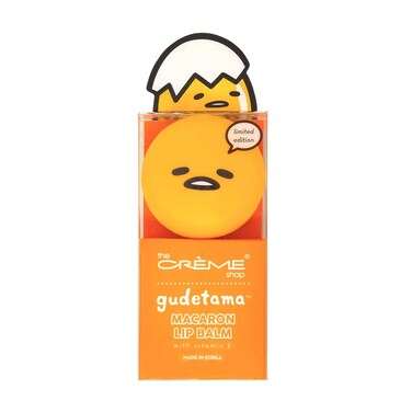 The Cr&egrave;me Shop x Sanrio Hello Kitty Macaron Lip Balm Korean Cute Scented Pocket Portable Soothing Advanced Must-Have on-the-go (Gudetama Peach Gummies)