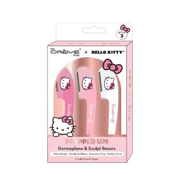 The Cr&egrave;me Shop   Hello Kitty   Prepped Up! Dermaplane &amp; Sculpt Razors   Wide Range   Gently Exfoliate   Precision Grip   Set of 3   Safety Covers Included! - Pink (3PC)